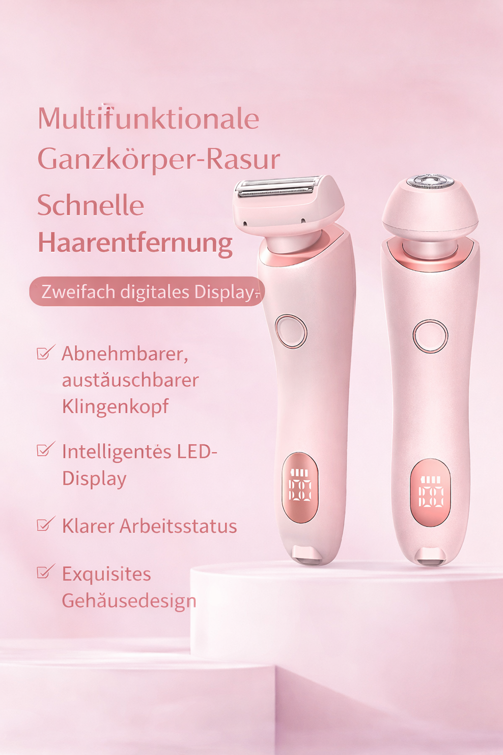 2-in-1 Elektrischer Damenrasierer – Wiederaufladbar, nass & trocken