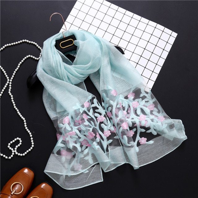 Fashionable Women's Silk Scarves - Embroidered Shawls & Beach Stoles for Spring/Summer