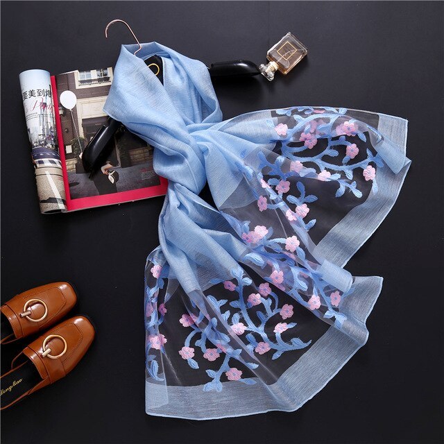 Fashionable Women's Silk Scarves - Embroidered Shawls & Beach Stoles for Spring/Summer