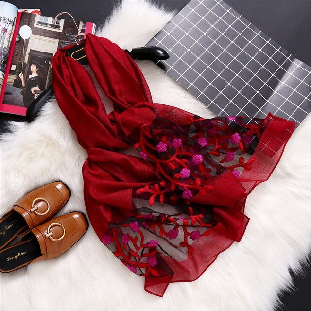 Fashionable Women's Silk Scarves - Embroidered Shawls & Beach Stoles for Spring/Summer