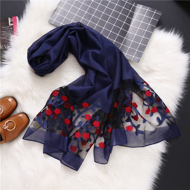 Fashionable Women's Silk Scarves - Embroidered Shawls & Beach Stoles for Spring/Summer