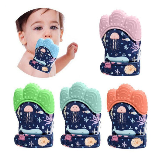 Baby Teether Gloves - Squeaky Oral Care Toys for Teething Pain Relief