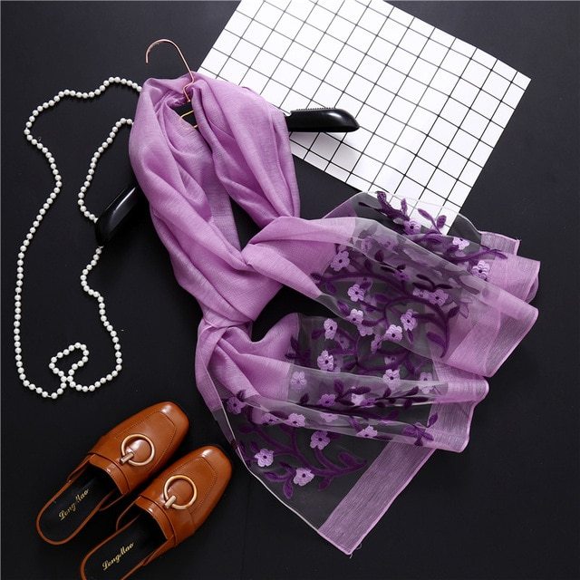 Fashionable Women's Silk Scarves - Embroidered Shawls & Beach Stoles for Spring/Summer