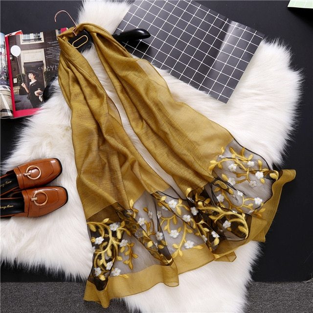 Fashionable Women's Silk Scarves - Embroidered Shawls & Beach Stoles for Spring/Summer