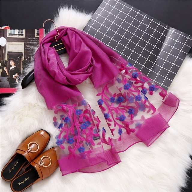 Fashionable Women's Silk Scarves - Embroidered Shawls & Beach Stoles for Spring/Summer