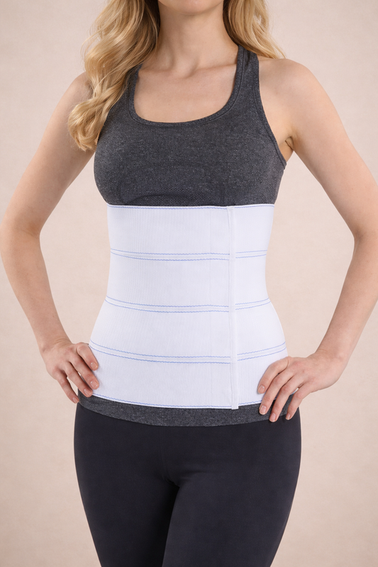 Breites Bauchband mit Elastikbund – Formender Taillengürtel (30 cm, Weiß)