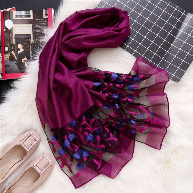 Fashionable Women's Silk Scarves - Embroidered Shawls & Beach Stoles for Spring/Summer