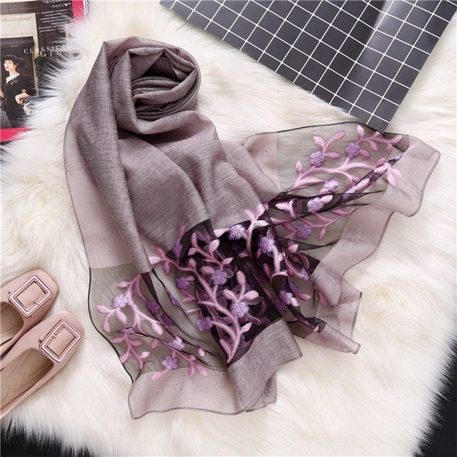 Fashionable Women's Silk Scarves - Embroidered Shawls & Beach Stoles for Spring/Summer