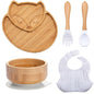 7Pcs Wooden Feeding Tableware Sets Kids Feeding Supplies Bam