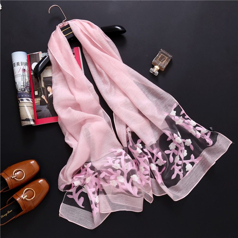 Fashionable Women's Silk Scarves - Embroidered Shawls & Beach Stoles for Spring/Summer