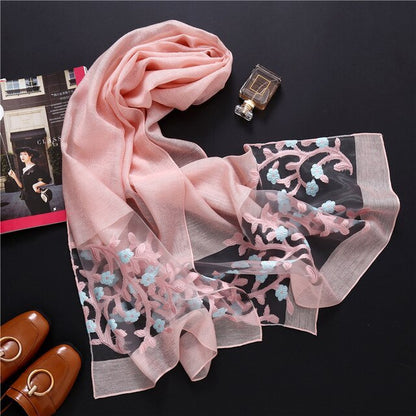 Fashionable Women's Silk Scarves - Embroidered Shawls & Beach Stoles for Spring/Summer